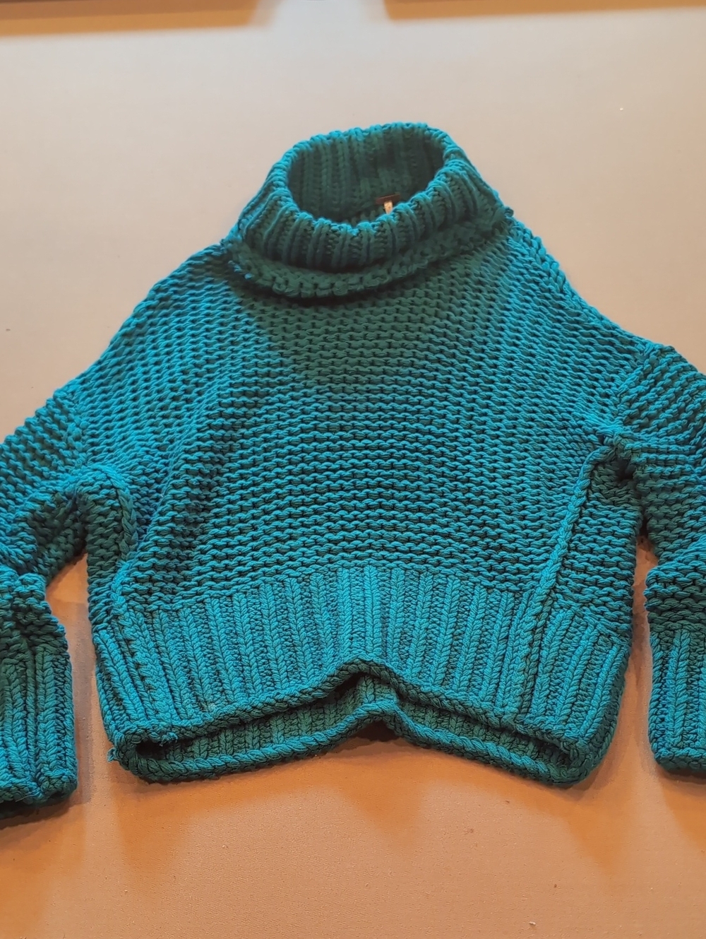 Free People Teal Chunky Turtleneck Sweater